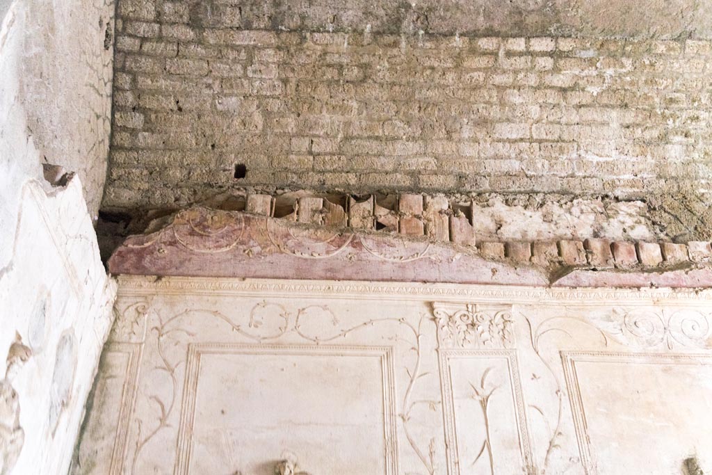 Herculaneum Suburban Baths. October 2023. Upper east wall in north-east corner. Photo courtesy of Johannes Eber.